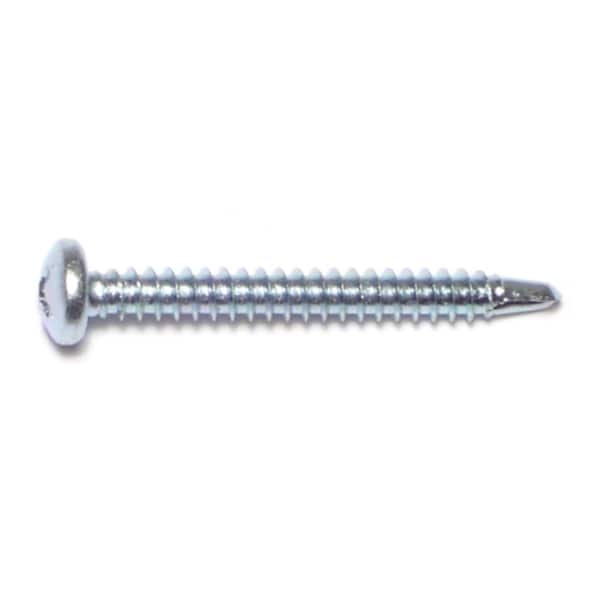 Self-Drilling Screw, #8 x 1-1/2 in, Zinc Plated Steel Pan Head Phillips Drive, 100 PK